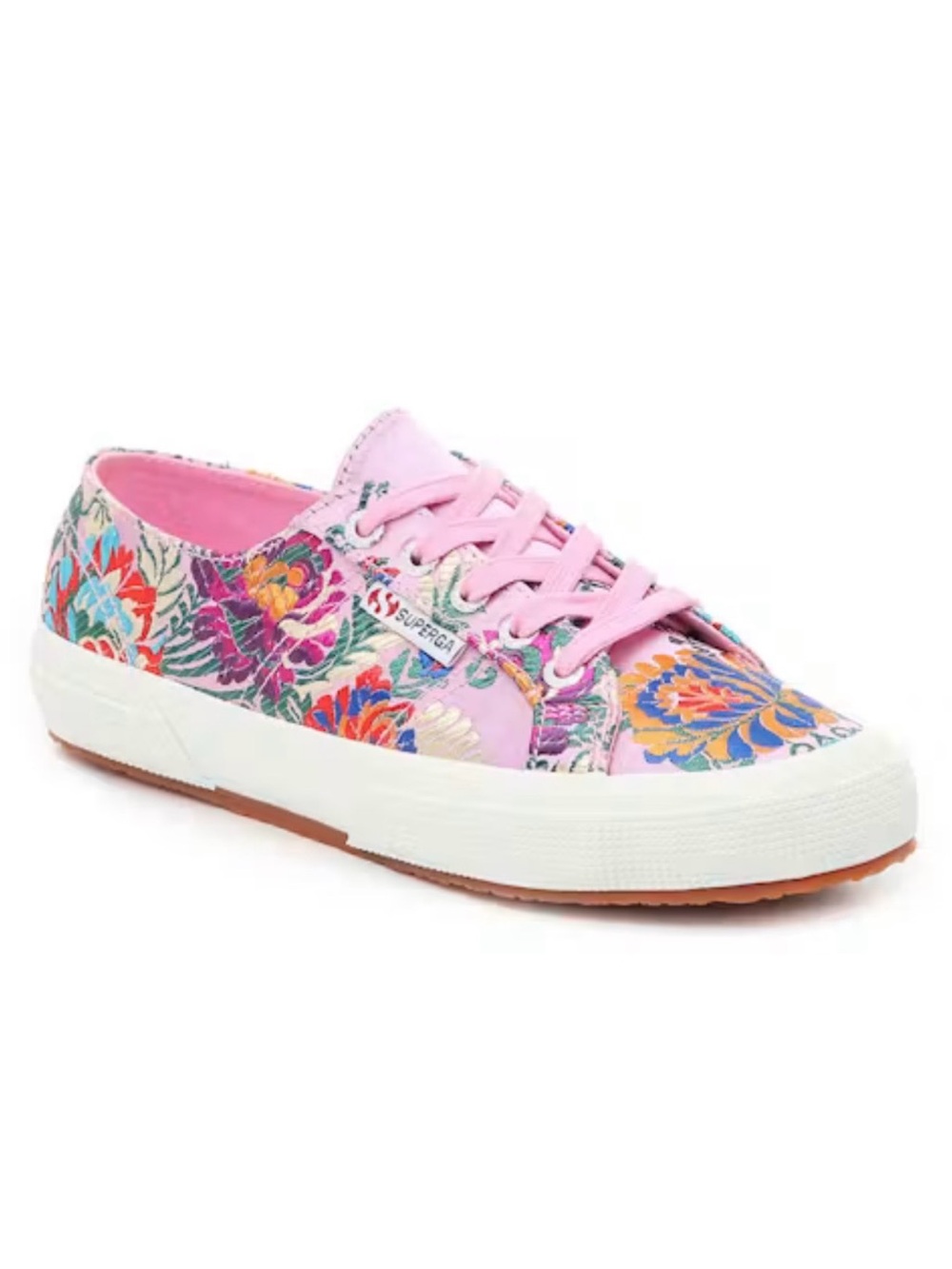 Superga Pink Floral Canvas Low-Top Sneakers ~ Size 6.5